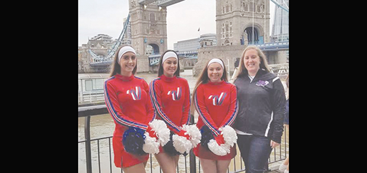 Three Norwich cheerleaders travel across the Atlantic